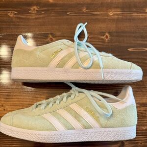 adidas Gazelle Sneakers in Light Green and White